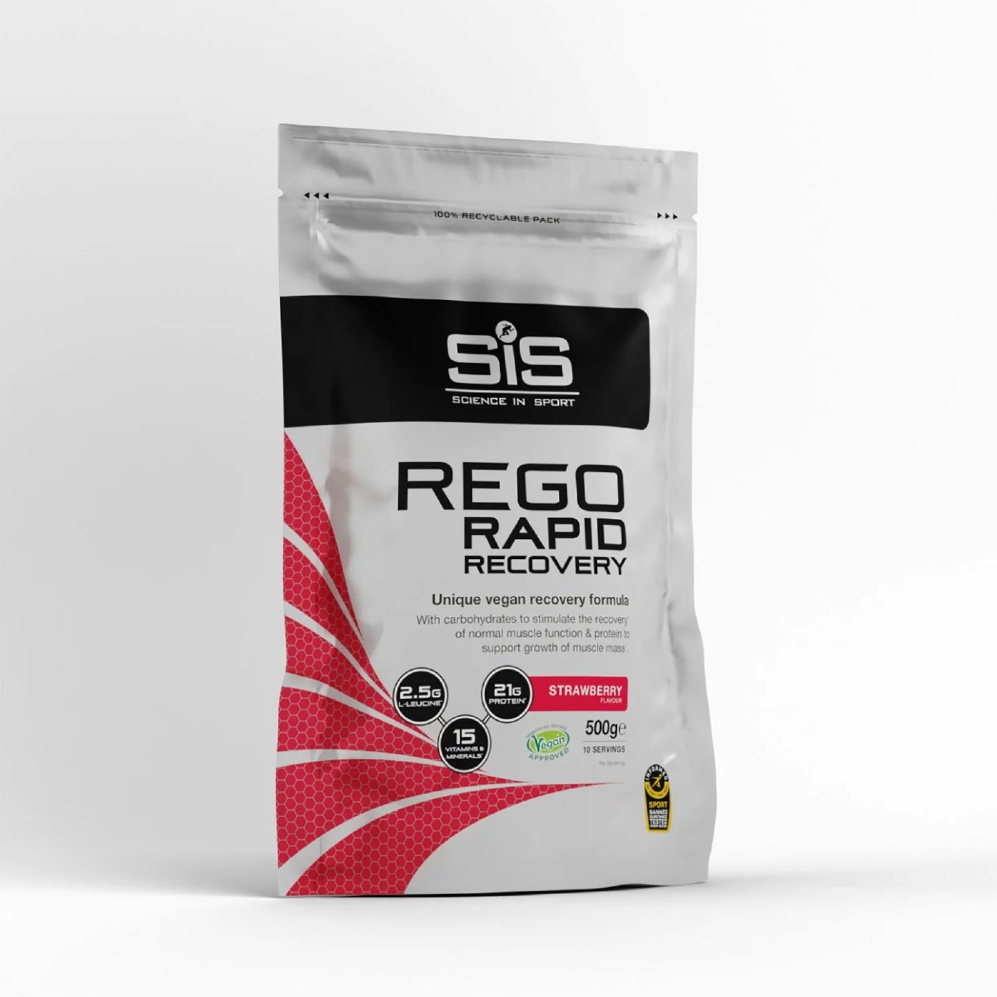 SIS REGO RAPID RECEOVERY ST 500G RESALABLE POUCH STRAWBERRY
