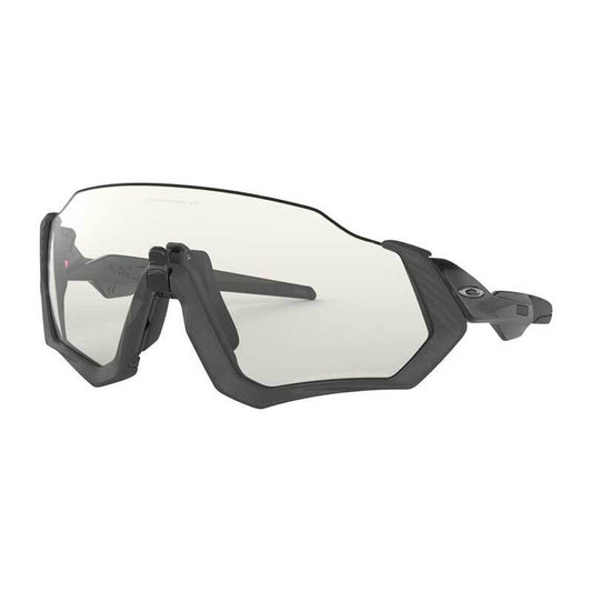 OAKLEY FLIGHT JACKET STEEL W/ CLEAR 50% BLACK IRID PHOTO