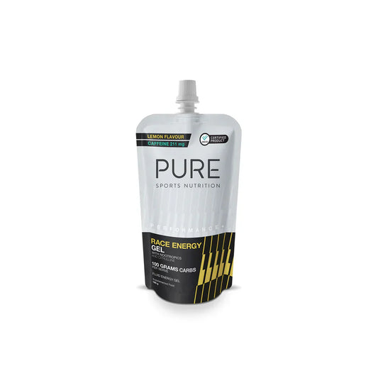 PURE Performance + Race Energy Gel 185g Pouch - Lemon + Caffeine (Single Serving)
